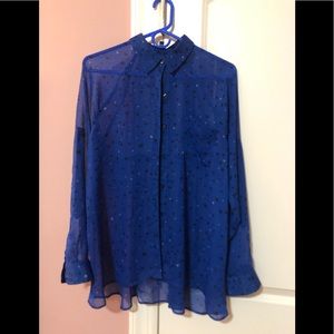 Express Sheer Button Up Top